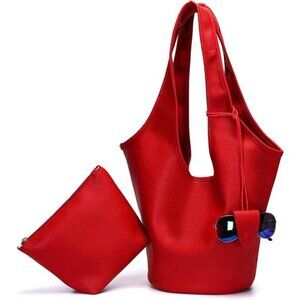 Herald Slouchy Hobo Bags for Women 2PCS Vegan Leather Large Capacity Shoulder